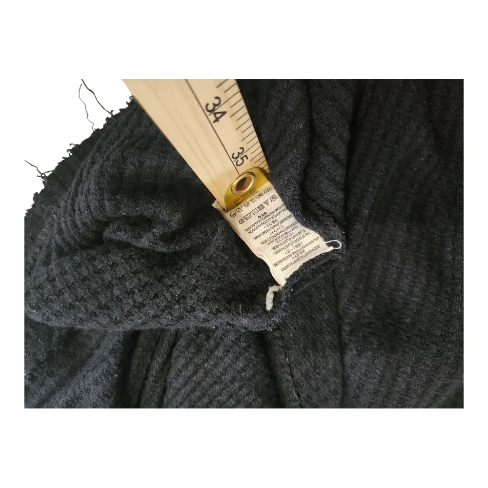 Free People Black Crochet Yoke Long Sleeve Top Size XS | Boho Asymmetrical Hem